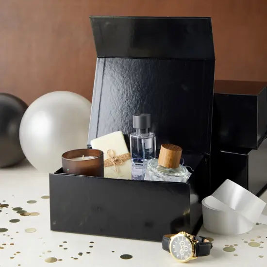 6 Pack Magnetic Gift Boxes with Lids, 9.5 x 7 x 4 Inches for Birthday, Wedding, Groomsman and Bridesmaid Proposal Box (Gloss Black) {2}