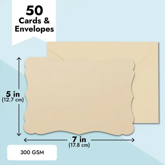50 Pack Cards and Envelopes 5x7 In for Special Occasions, Wedding, Birthday, Baby Shower Invitations (Blank Inside, Brown Kraft Paper, Fancy Bracket Design) {3}