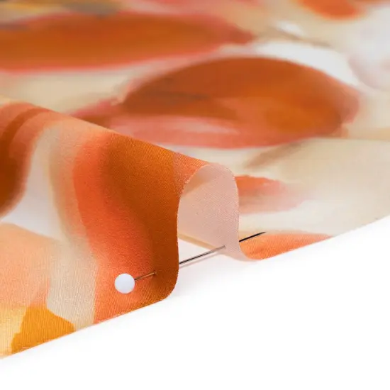 1 Yard Orange & Golden Yellow Watercolor Floral Silk Charmeuse 16MM, 53" Wide, Made in Italy {2}