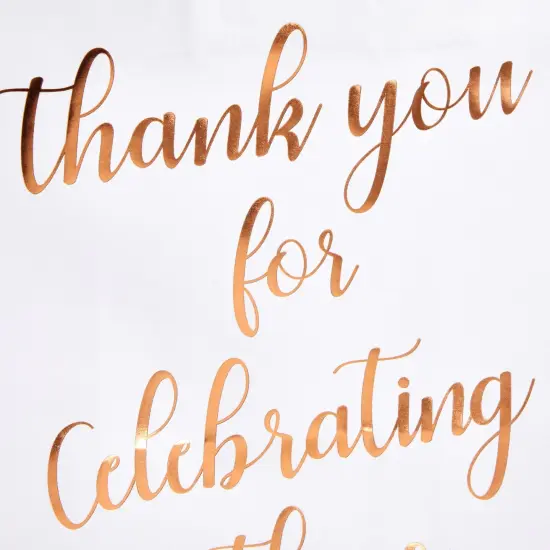 15-Pack Medium Sized Gift Bags with Tissue Paper for Wedding, Rose Gold Foil Thank You for Celebrating With Us Bags with Handles, Kraft Paper (10 x 8 x 4 Inches) {4}