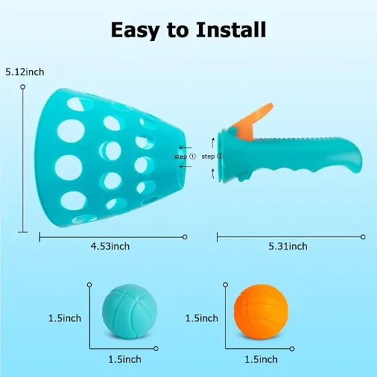 Pop and Catch Ball Game with 24 Balls and 4 Catch Launcher Baskets - Outdoor Indoor Game Activities, Christmas Beach Sport Summer Beach Toys for Kids Ages 4 5 6 7 8 10 12+ {2}