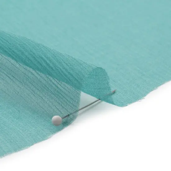 1 Yard Colonial Blue Crinkled Silk Chiffon 43" Wide Colonial Blue Sheer Fabric for Fashion {2}