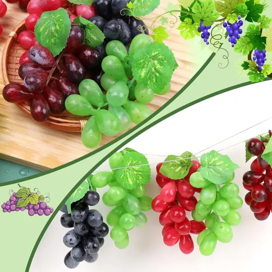 16 Pack Artificial Fake Grapes - Black Purple Red Green {3}