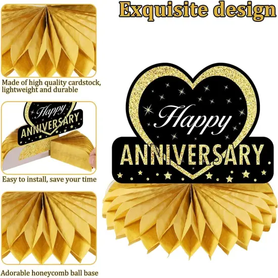 8pcs Happy Anniversary Honeycomb Table Centerpiece {5}