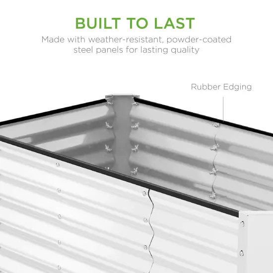 Best Choice Products 4x2x2ft Outdoor Metal Raised Garden Bed, Planter Box for Vegetables, Flowers, Herbs White {6}