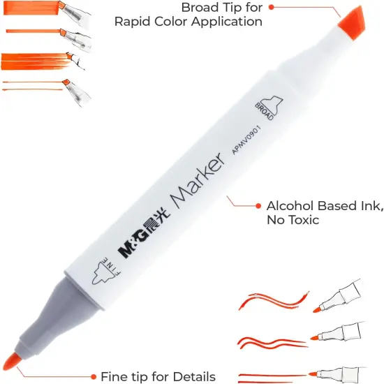 Alcohol Markers, 48 Colors Dual Tip Art Markers, Chisel & Fine Drawing markers with Case, for Adult Kids Halloween Drawing Sketching (White Barrel) {3}