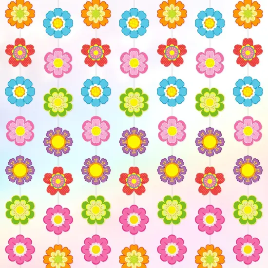 8 Pcs Summer Flower Party Decorations Colorful Flower Paper Garlands {1}
