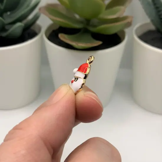 Small Santa Face Enamel Christmas Charms, 19x14mm {4}