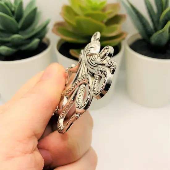 Large Silver Octopus Cthulhu Pendant Charms, 59x56mm {4}