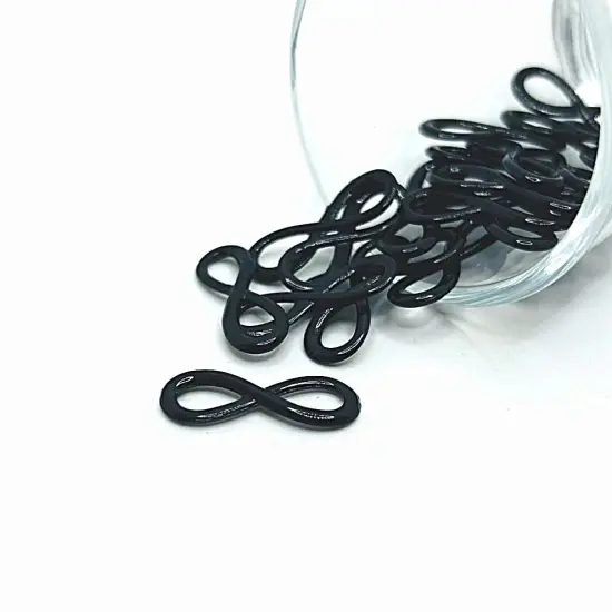 Black Infinity Connector Charms, 23x8mm {1}