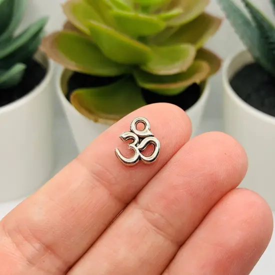 Silver Om/Ohm Symbol Charms, 16x11mm {2}
