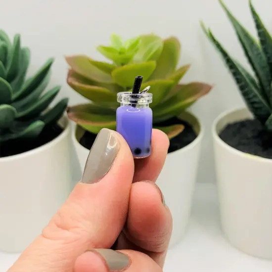 Purple Taro Boba Milk Tea 3D Charms, 27x12mm {2}