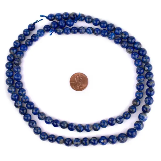 The Bead Chest Natural Round Lapis Lazuli Beads (8mm) from Afghanistan {2}