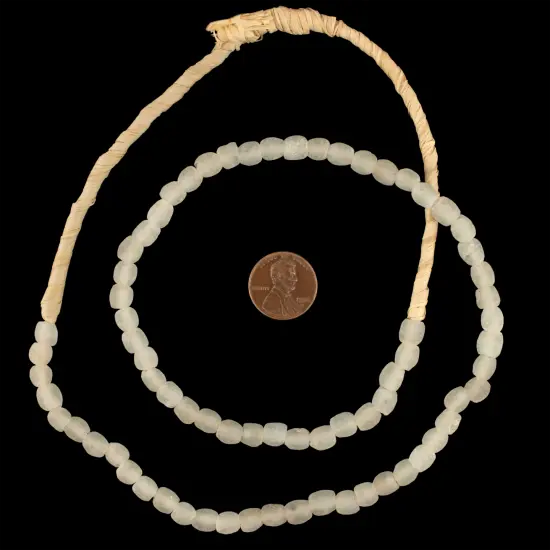 The Bead Chest African Recycled Glass Beads &ndash; Handmade in Ghana &ndash; Clear Aqua 7mm Strand for Jewelry Making, Crafts, and Home Decor I Approximately 70 Beads {2}