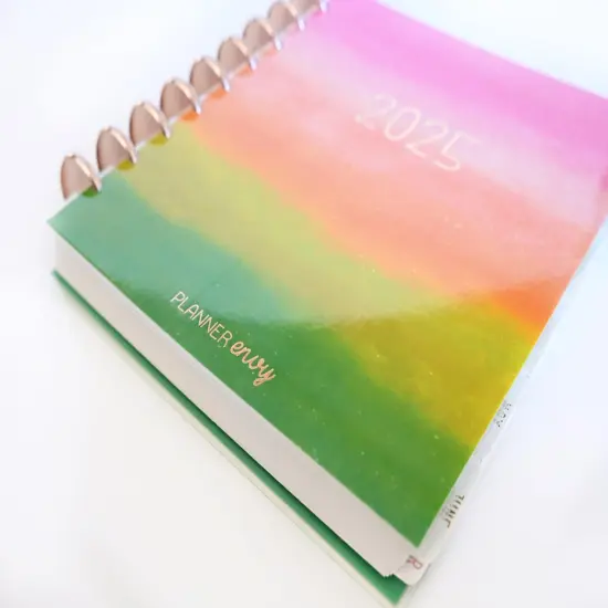 2025 Planner - Mini Horizontal Layout, Disc Bound - "Rainbow Glitz" (#1001) {6}