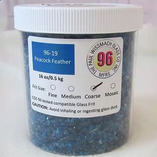 Wissmach Frit Coarse Peacock Blue 96-19 1Lb. Jar 96 COE {2}