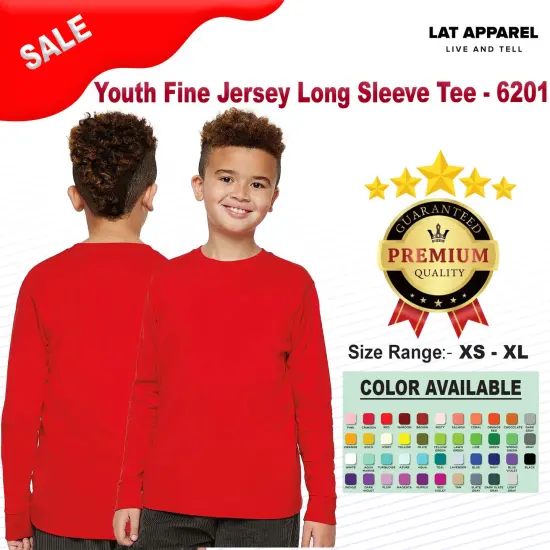 LAT&reg; Youth Fine Jersey Long Sleeve Crewneck Tee Navy {2}