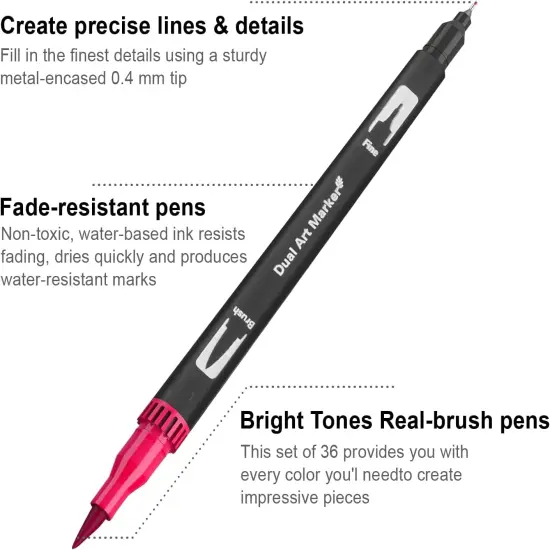 Dual Brush Marker Pens with Fine & Brush Tips {2}