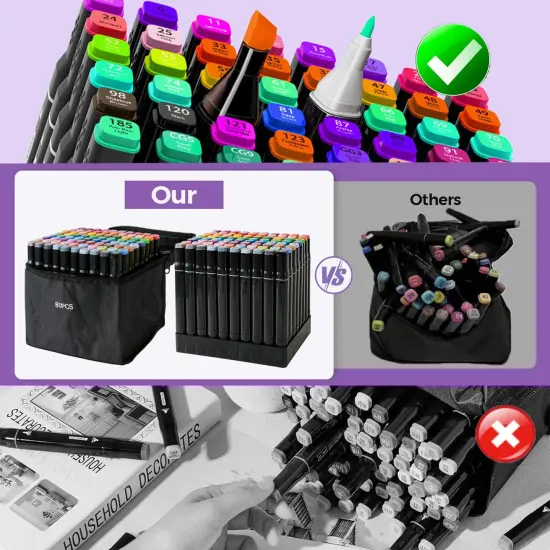 Alcohol Markers 120 Colors with Base Dual Tip {3}