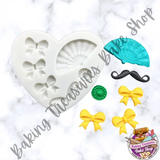 Fans, Bow, Bowtie & Beard Silicone Mold {4}