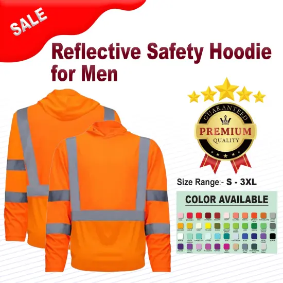RADYAN&reg; Reflective Safety Hoodie for Men with Pockets and Hood Orange {2}