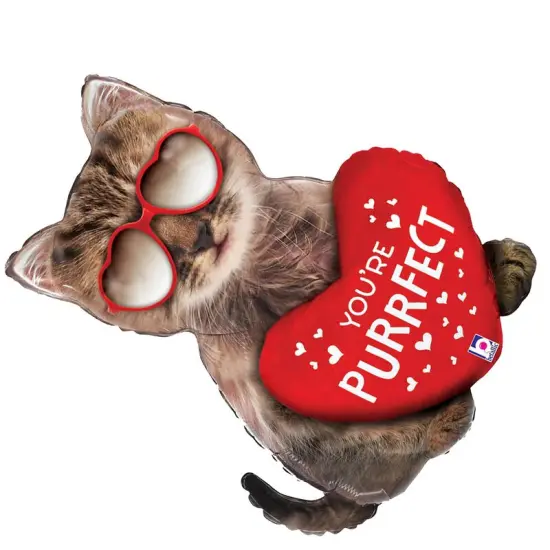 Purrfect Cat Foil Balloon Large Shape 26" Valentine's Day Decor {5}