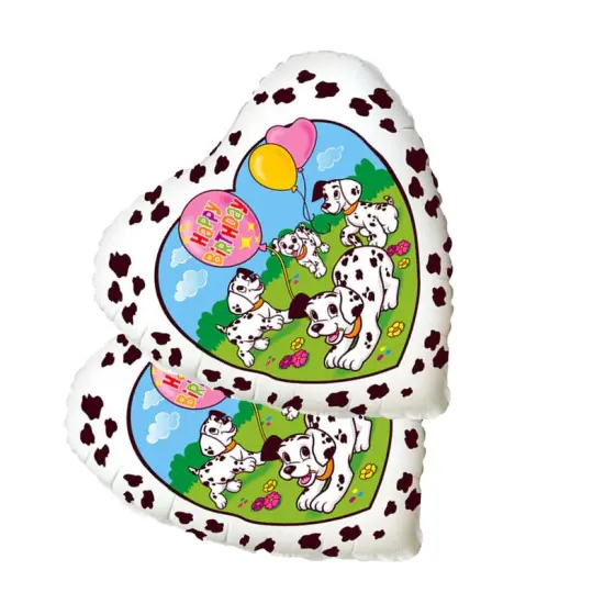 Happy Birthday Dalmatians Foil Balloon Heart Shape 18" White Dog Theme {6}
