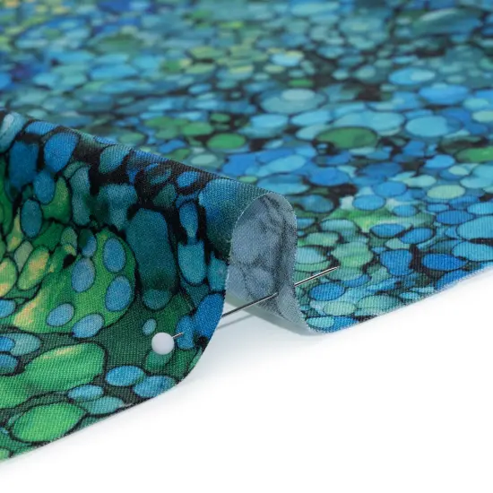 1 Yard Northcott Peacock Bubbles Cotton Fabric Vibrant Blue Green Quilting 43 Inches Width {2}