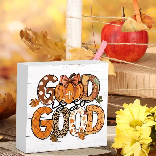 Pumpkin Wooden Box Sign Fall Table Decor {3}