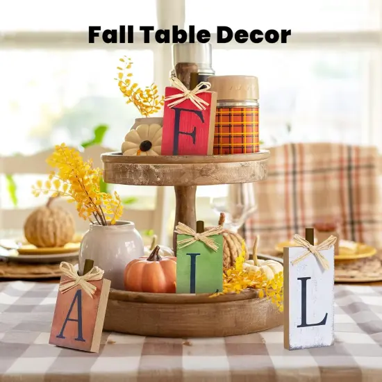 4-PCS Vintage Wooden Fall Table Decor {4}