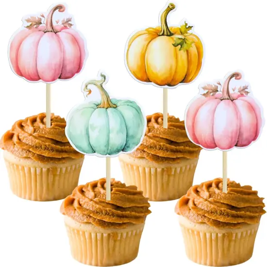 36Pcs Pumpkin Cupcake Toppers {1}