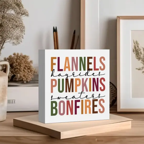 Thanksgiving Fall Flannels Tabletop Decor 5 x 5 inches {4}