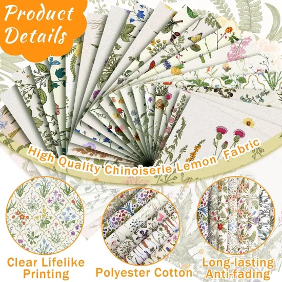 20 Pcs 10''x10'' Wildflower Quilting Fabric Square Wildflower Quiltted Fabric {2}