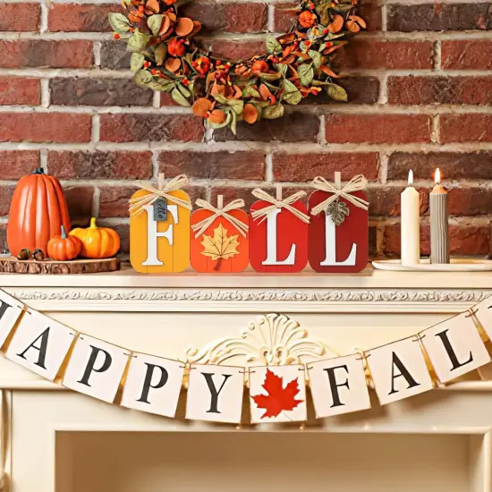 Fall Wooden Signs Table Decor {5}