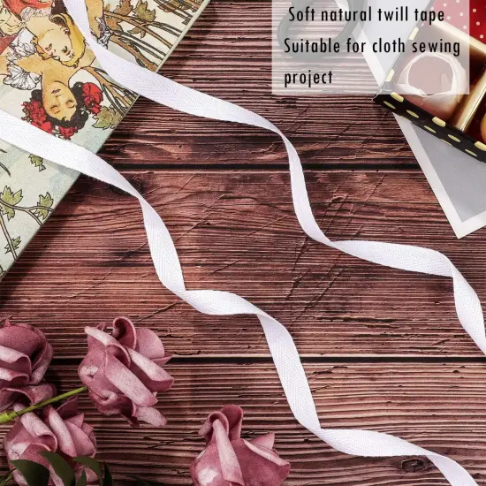 100% Cotton , Soft Natural Twill Tape Ribbon Herringbone Webbing {2}