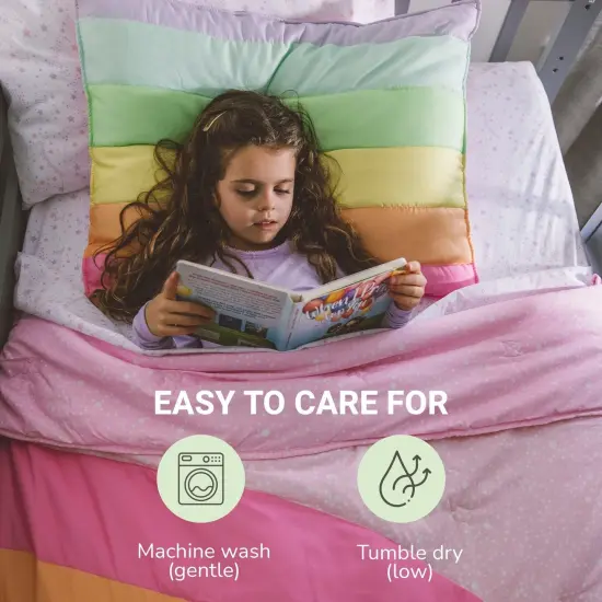 Kids Rule 2-Piece Rainbow Quilt Set | 1 Twin Bed Size Quilt & 1 Standard Sham | Made of 100% Micro-denier Polyester Fiber | Soft, Smooth & Durable | Ideal for Teens & Tweens | Multicolor {5}
