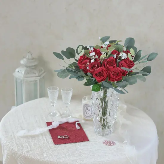 60 Pcs Artificial Rose Flower Realistic Faux Silk Roses Stem Fake Roses Bouquet for Flower Arrangement {3}