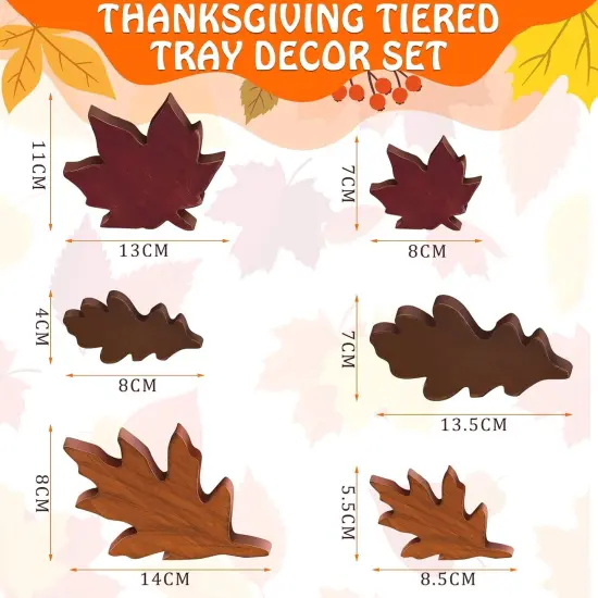 6 Pcs Fall Maple Leaves Wood Sign Tabletop Decorations {2}