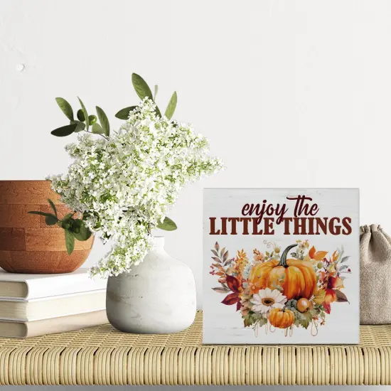 Pumpkin Wood Plaque Block Sign Fall Decor {3}