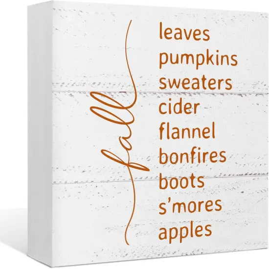 Fall Wooden Box Sign Tabletop Decor {1}