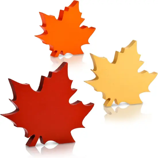 3 Sizes Maple Leaves Wooden Sign Table Decor {1}