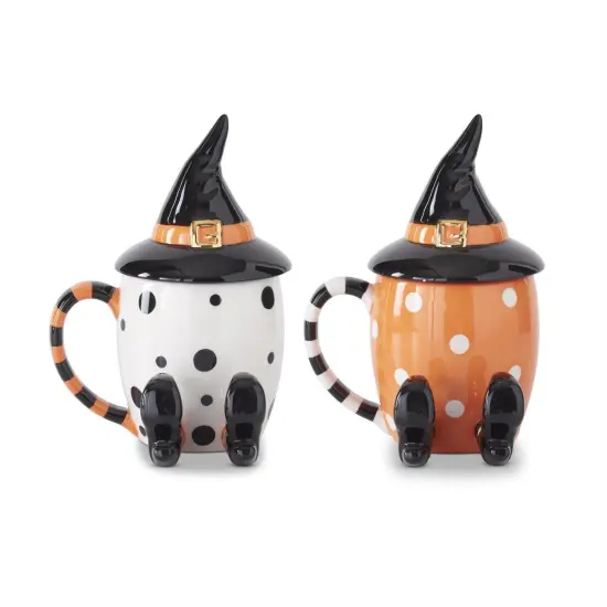 7" White Halloween Mug with Witch Hat- 1 Mug {3}