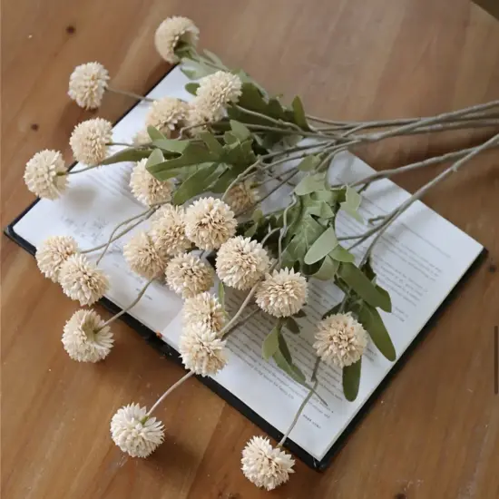 5pcs Realistic Artificial Dandelion and Chrysanthemum Stems &ndash; Faux Flowers Bulk for Boho Wedding Decor & Table Arrangements {1}