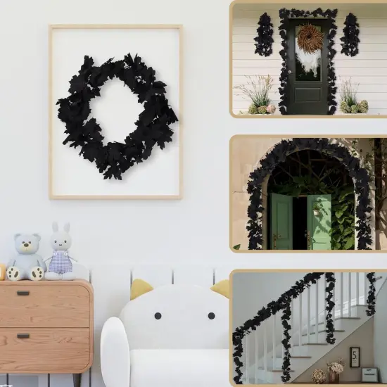 6PCS Fall Maple Leaves Garland - Black {4}