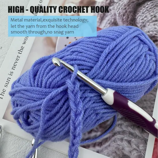 13 Size Crochet Hook Set,2mm(B)-10mm(N) Ergonomic Crochet Hooks with Case,Extra Long for Arthric Hands,Soft Grip Crochet Hooks Needles for Beginners&Gift {4}