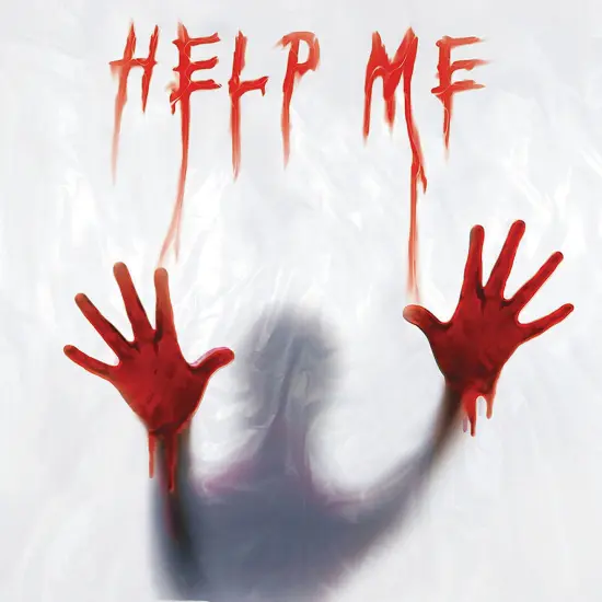 72 Inch Help Me Blood Stained Shower Curtain Horror Decoration {1}