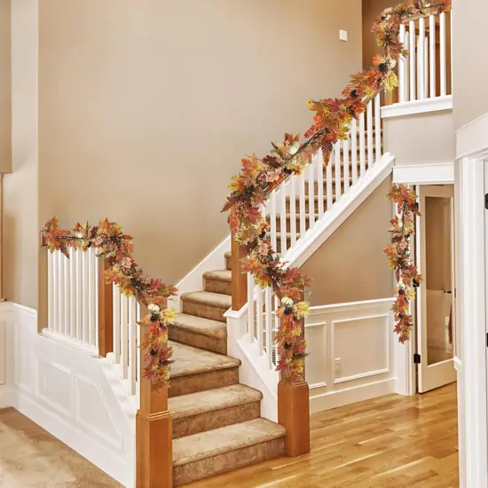 Fall Garland - 6 Ft Maple Leaf Pumpkin Berry Garland - Stlye 2 {4}