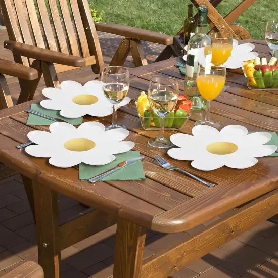 Summer Daisy Paper Plates Floral Disposable Party Plates Groovy 70s Party Decorations 9" Boho Flower Shaped Plates (24) {4}