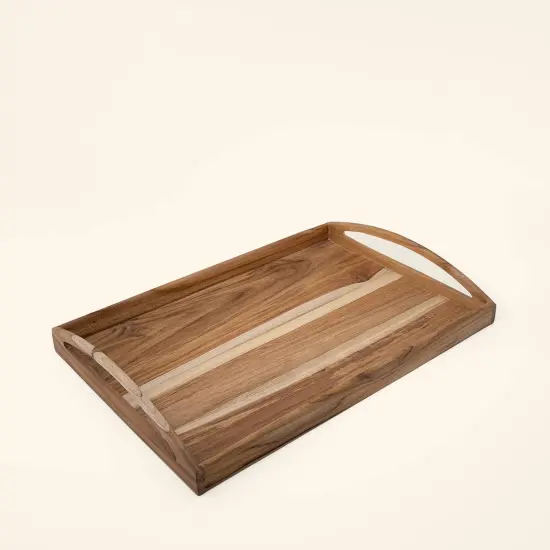 Handmade Serving & Decor Teak Wood Rectangle Tray-18 X 11 X 2.5 Inch {3}