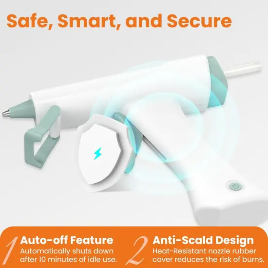 Cordless Hot Glue Gun - Auto Shut-off, 2600mAh Battery, USB-C Rechargeable, Wireless Hot Glue Gun Kit with 20 Mini Glue Sticks, Portable & Rechargeable Cordless Glue Gun for Crafts Arts DIY {3}